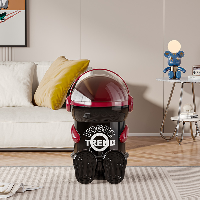 style dr 가정용 쓰레기통 귀여운 우주인 캐릭터 인테리어 쓰레기통 음식물쓰레기통 화장실 쓰레기통 주방 쓰레기통 침실 쓰레기통 자동센서휴지통, 앉은 자세 검정빨간색 12,900원