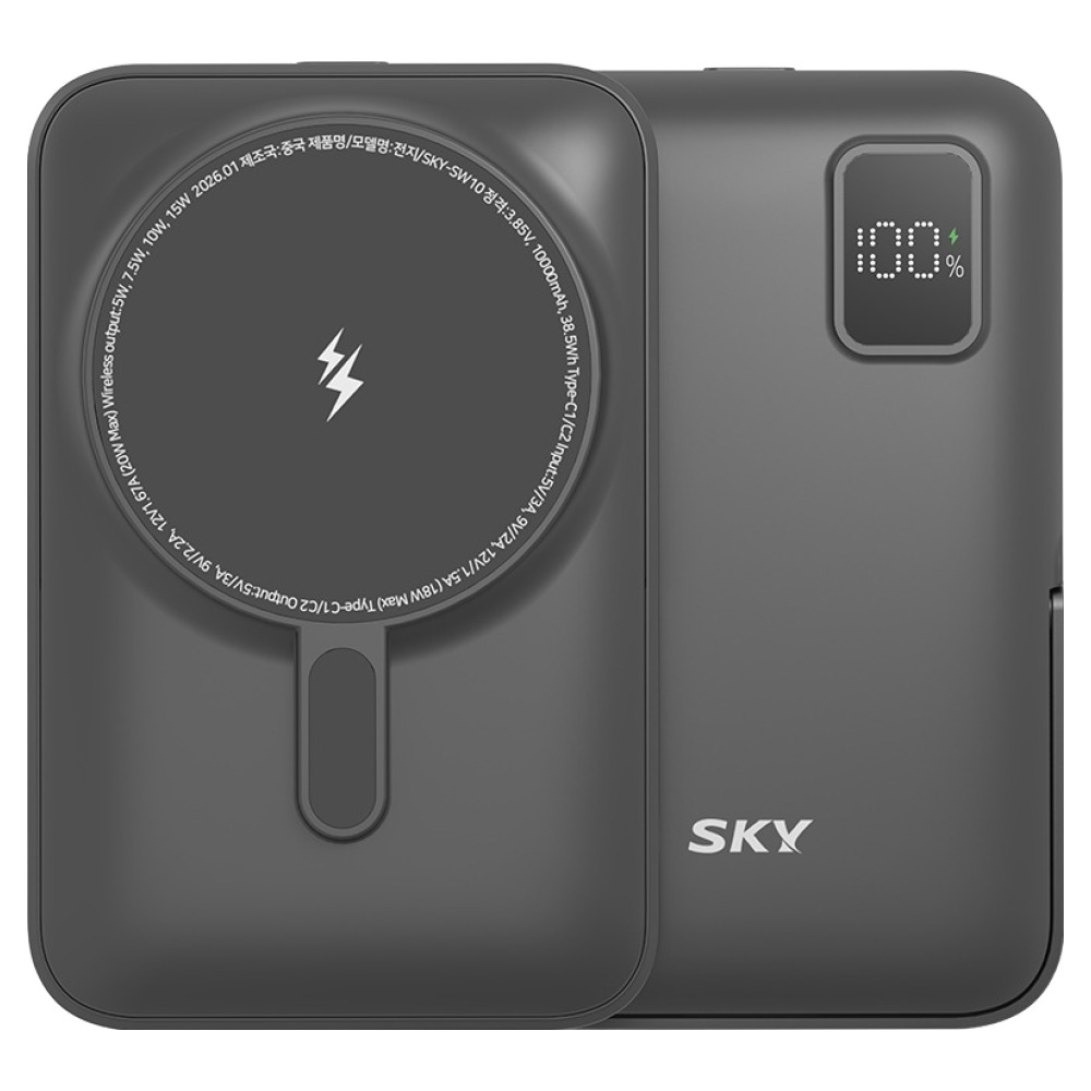 SKY 필 솔리드 맥세이프 PD20W 반고체 고속충전 보조배터리 10000mAh C타입, 블랙, SKY-SW10 29,990원