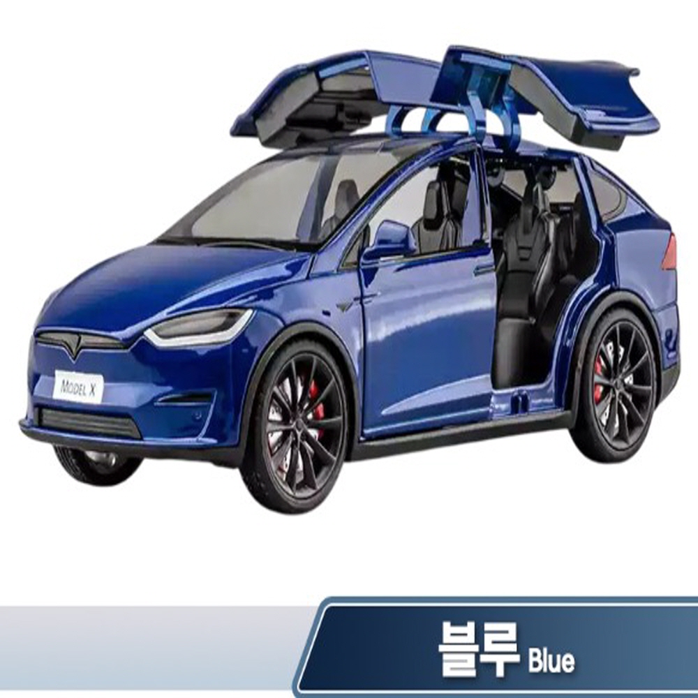 실제 자동차 소리 테슬라 모델X 1:24 다이캐스트 합금 장난감 전후방 라이트 점등 정교한 엔진룸 묘사, 현재가 69,000원