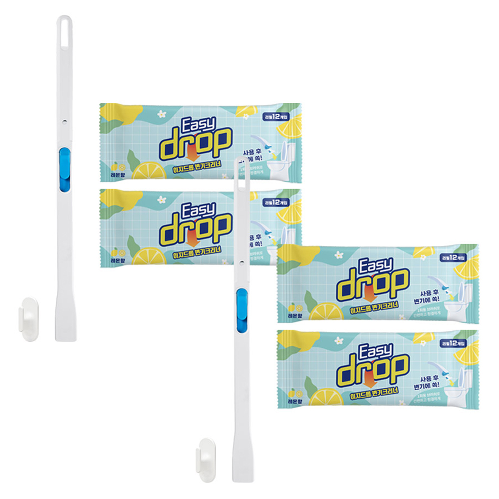 이지드롭 변기크리너 핸들 2p + 레몬향 리필 브러쉬 12p x 4팩, 1세트, 320ml 24,080원