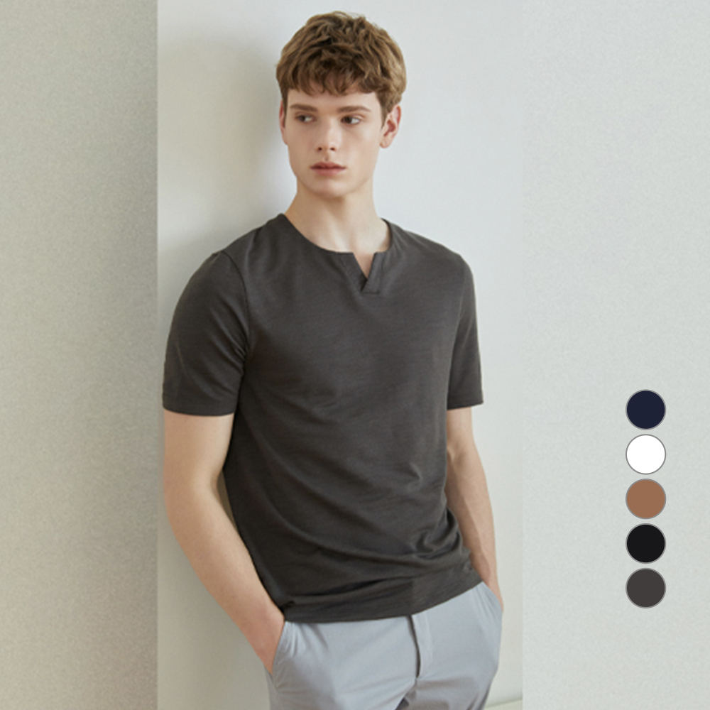 마에스트로투모로우 남성용 슬럽 헨리넥 라운드 반팔 티셔츠 MATS2B953 47,200원