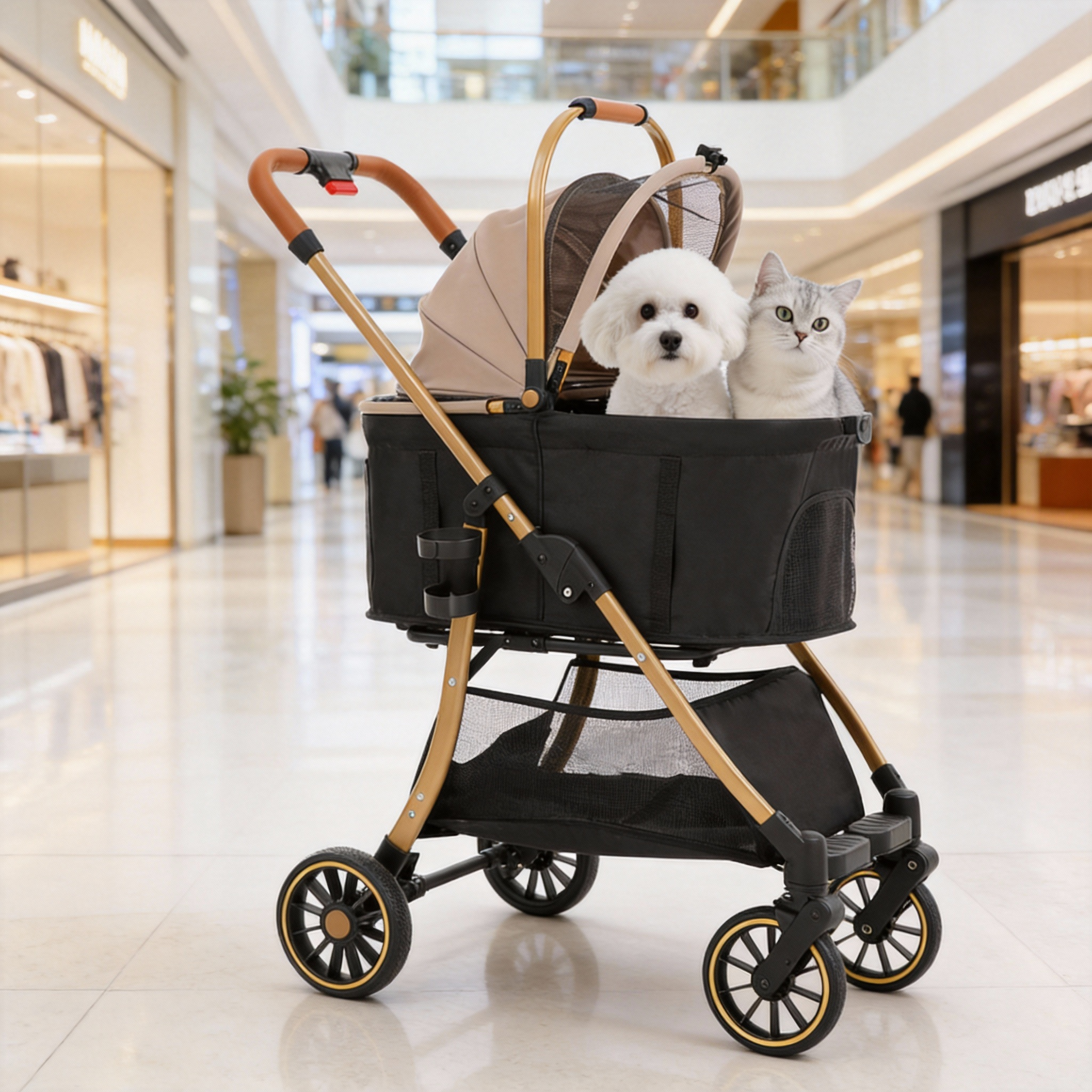 TRAIL TAIL 강아지 유모차 퀵폴딩 디럭스 강아지유모차 개모차 고양이유모차, 1개, 카키 1 99,000원