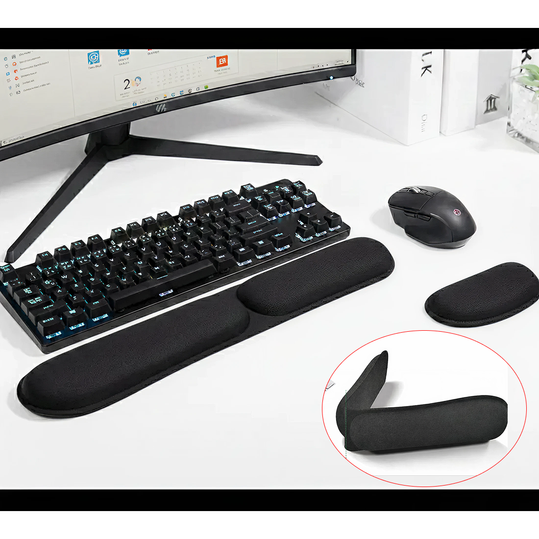 리프드랍 메모리폼 접이식 키보드 마우스 손목받침대 세트 14,900원