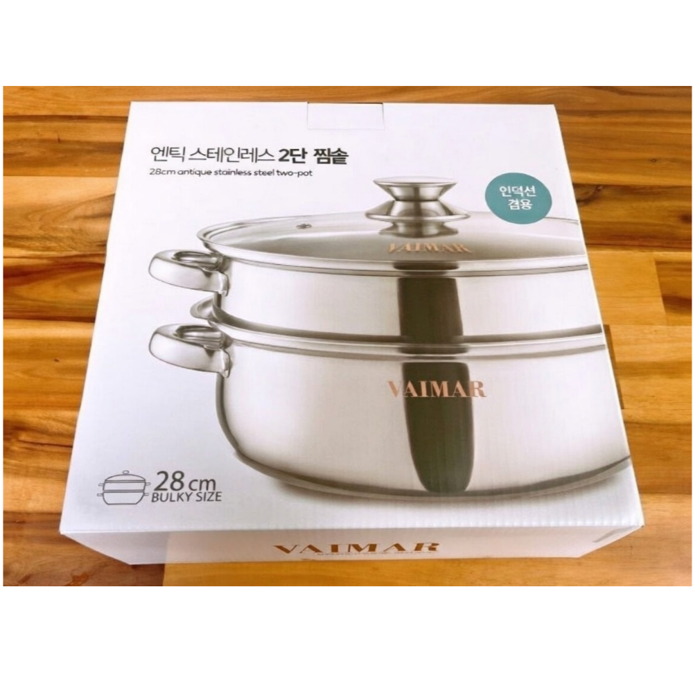 [바이마르] 엔틱 스테인레스 2단 찜솥 VMK-NE21E001 28cm 스텐 찜냄비 곰솥 전골요리 홈쿡 집들이선물 38,300원