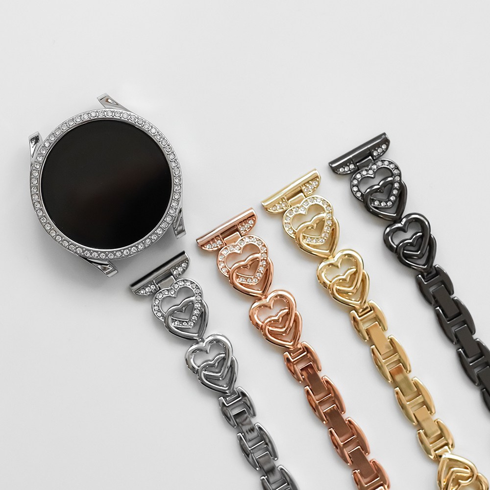 타임스토리 디먼트 갤럭시워치8 7 6 5 4 3 호환 하트 큐빅 브레이슬릿 메탈 갤럭시워치 스트랩 20mm, 블랙 16,400원