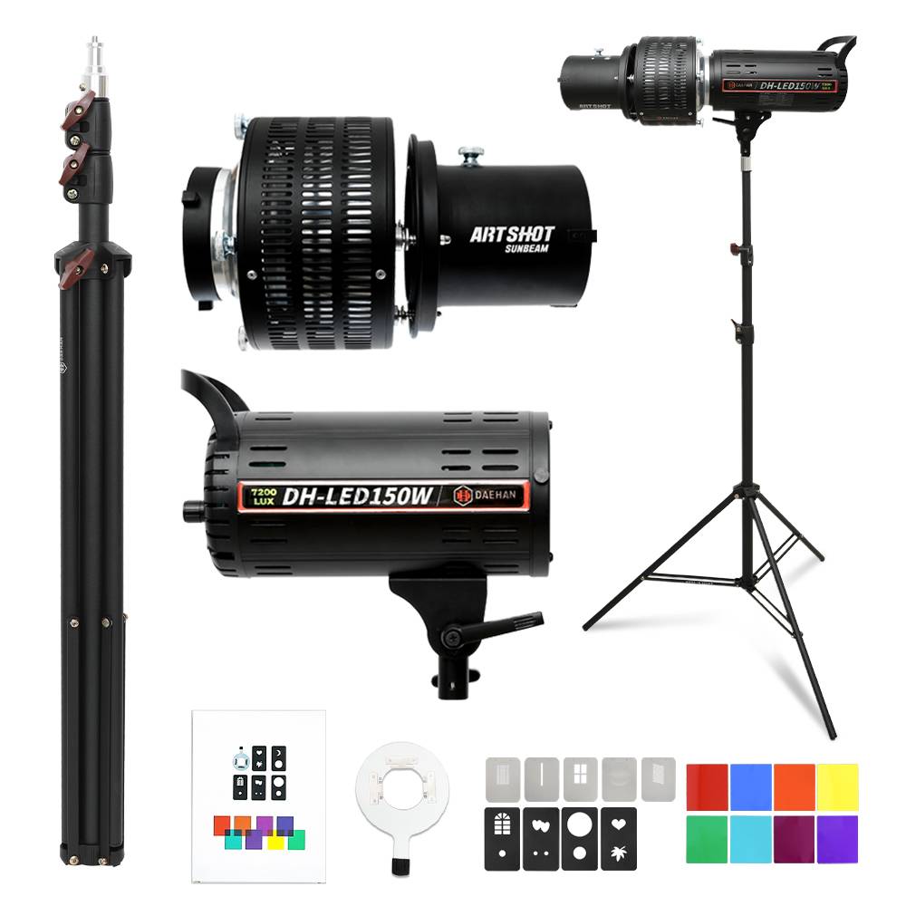 대한 촬영 스튜디오 사진관 인물 액세서리 소품 상품 주얼리 제품 조명 썬빔라이트 + 조명 라이트 삼각대 거치대 + 옵티컬 스누트 컬러 필터 아트샷 키트 세트 332,000원