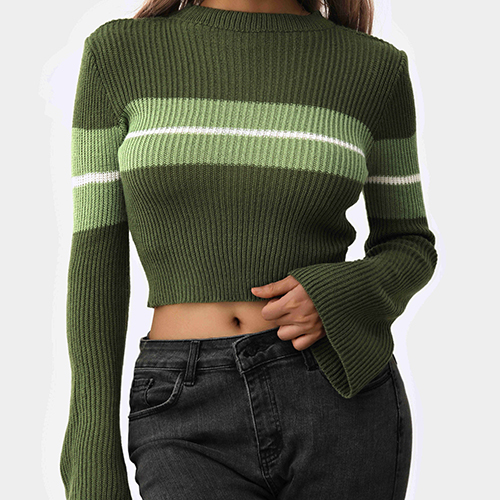 레몬소울 여성용 헤이피 소매 포인트 배색 니트 티셔츠 12,250원