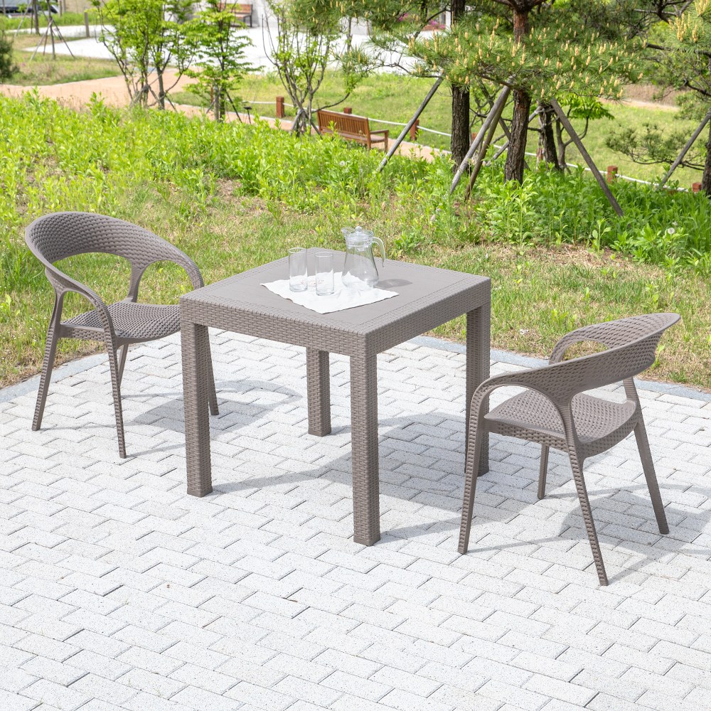 모니카 800 사각 럭스 2인 야외 라탄 테이블 세트, 브라운 148,800원