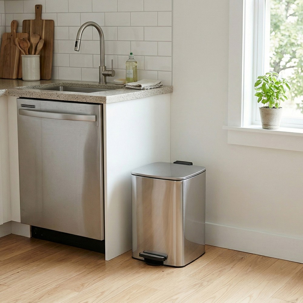 브루클린 투입구가 큰 스텐레스 주방 거실용 사각 페달 쓰레기통, 스텐레스 35,900원
