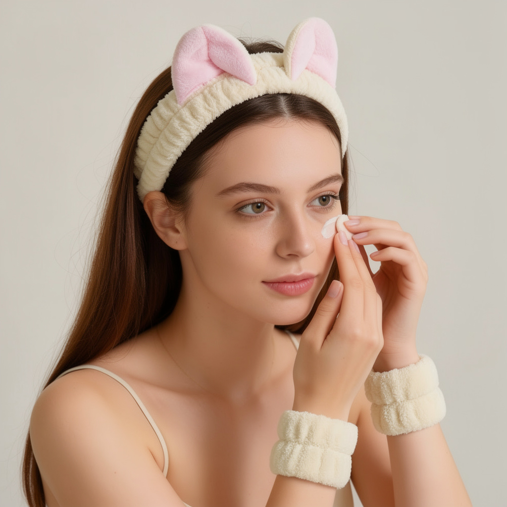 플라잉타이거 코펜하겐 고양이 세안 헤어밴드 손목 세트 여성 세수 메이크업 스킨케어 파자마 소품 4,900원