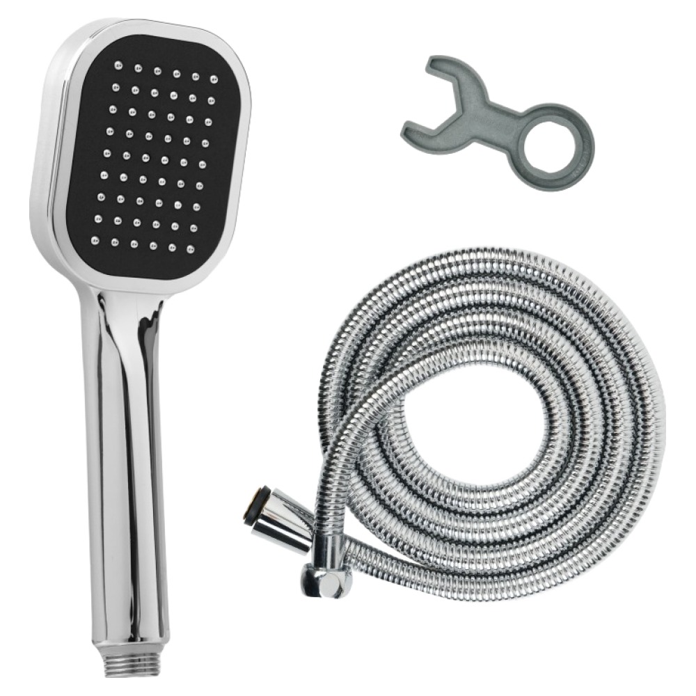 두진 욕실 잔수제거 스퀘어 샤워기 헤드 + 황동 스텐 메탈 샤워기호스 세트 2m 15,000원
