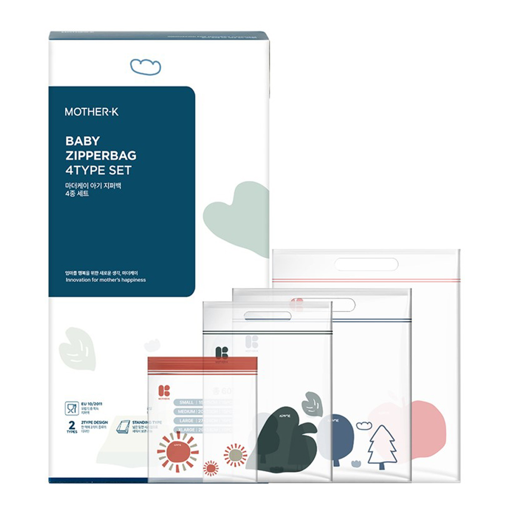마더케이 아기 지퍼백 4종 세트 S 15매입 + M 15매입 + L 15매입 + XL 15매입, 1세트 14,900원