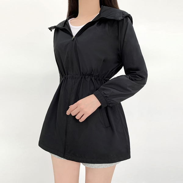 티데일리 여성용 힙커버 후드 스트링 롱 바람막이 21,900원