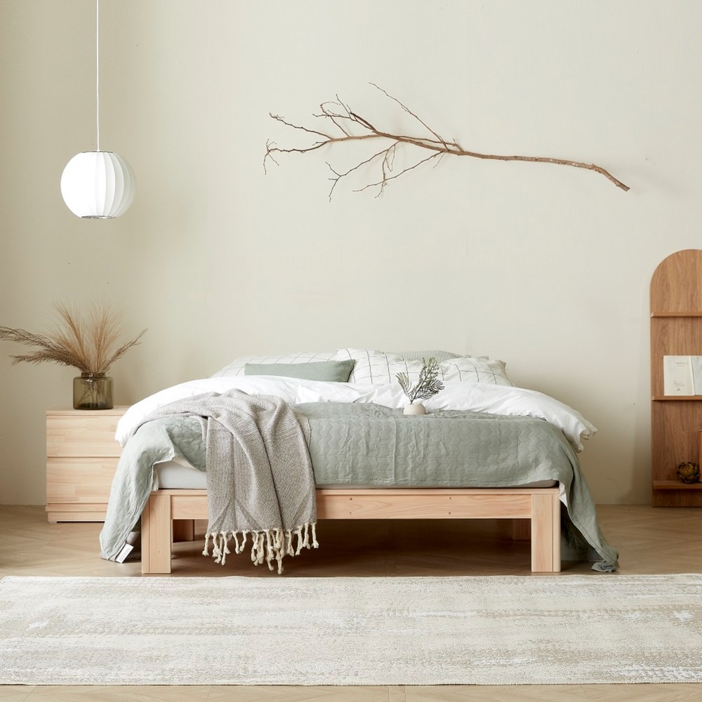 바르숲 편백나무 통원목 무헤드 침대프레임 296,000원