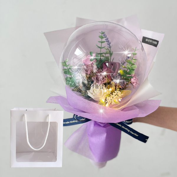 모리앤 조명 레터링 풍선꽃다발+쇼핑백 버블 플라워 풍선꽃다발 3color 31,900원