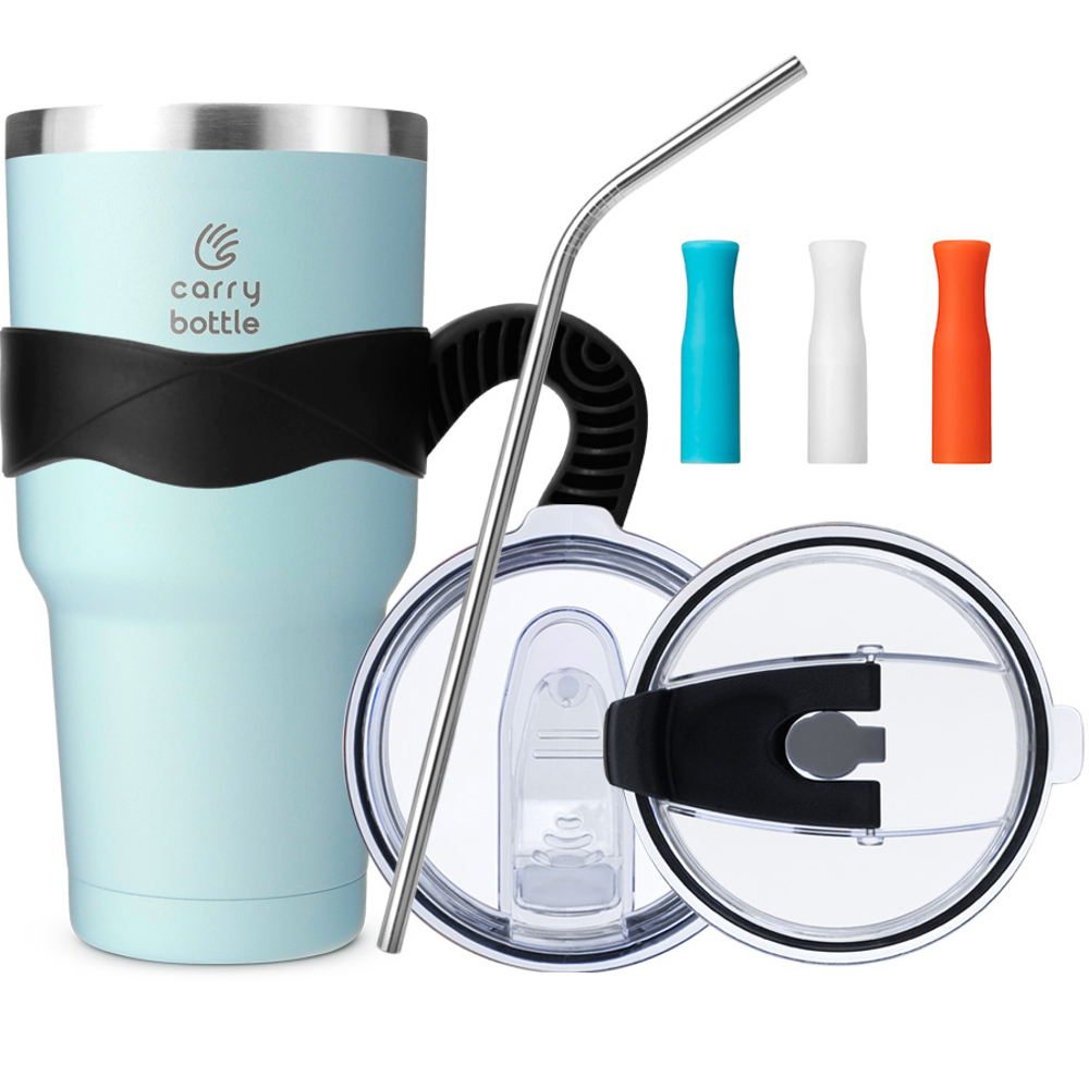 캐리보틀 몬스터 텀블러 + 전용 손잡이 + 플립 빨대 뚜껑 + 스테인레스 빨대 + 마우스 3종 세트 15,960원