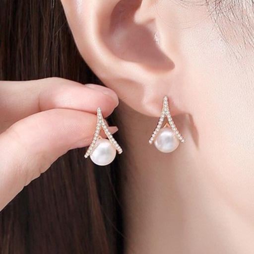 NXNA 14K 골드 귀걸이 고급스러운 천연 진주 이어링 지르콘 귀고리 여성용 도금 CS-ED046 51,000원