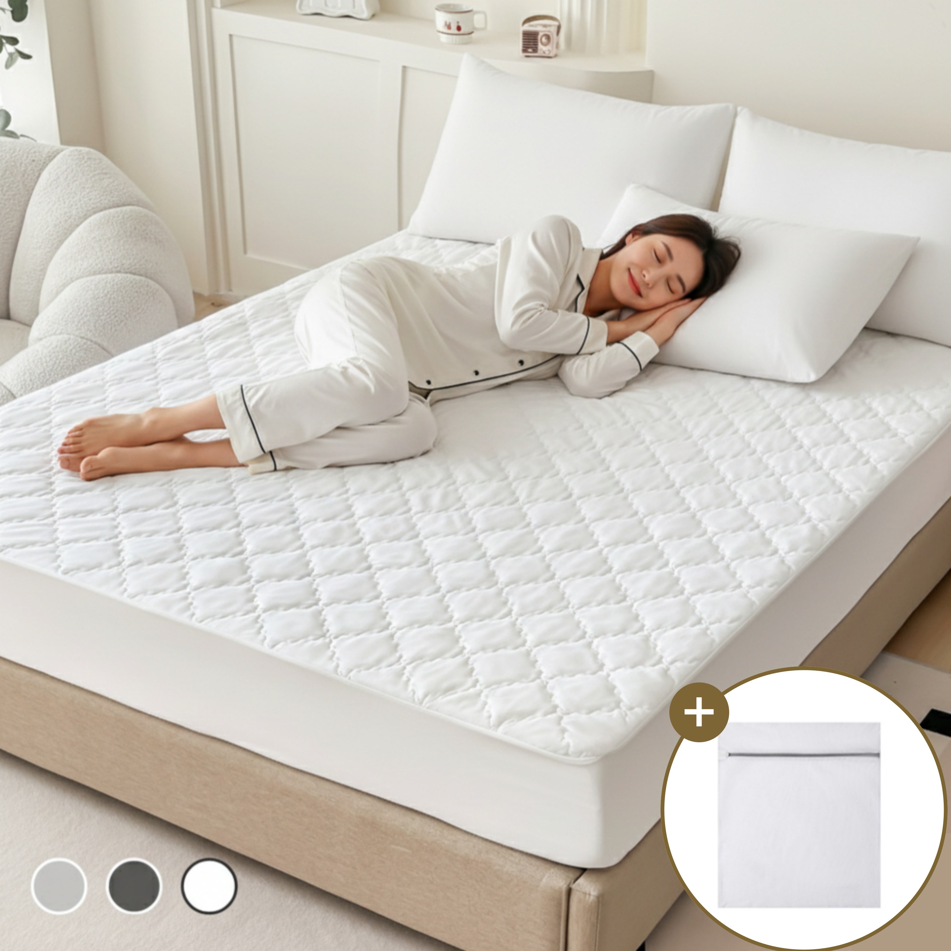 보들온 누빔 매트리스 침대 커버 21,800원