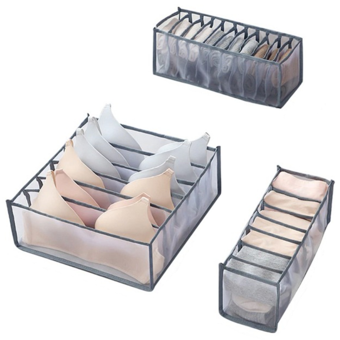 창고대방출 속옷정리함 칸칸이 메쉬 양말정리함 세트, 1개, 메쉬 그레이 5,800원
