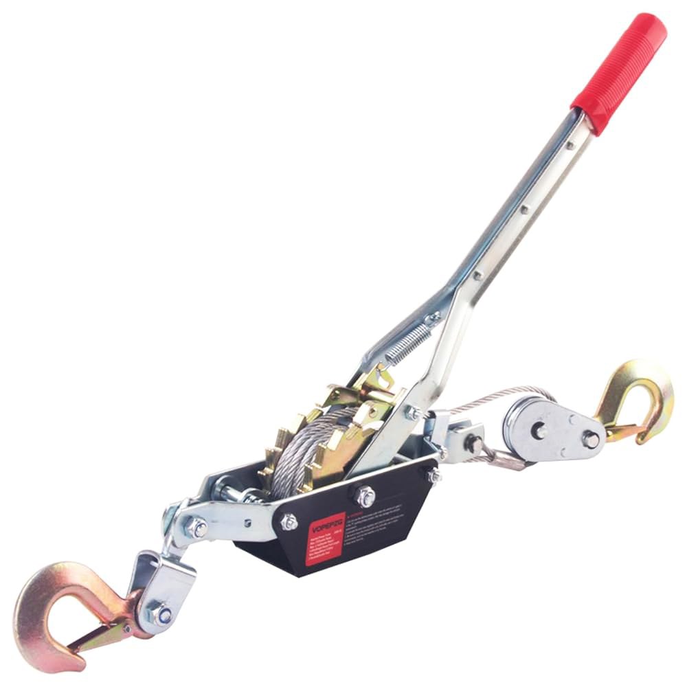 VOPEPZG, 윈치 동반, 4톤 용량, 10피트 강철 케이블 , 중장비 듀얼 기어 3개, 도로 차량 복구 및 견인용 핸드 도구, 펜스 스트레처, 프레임 76,600원