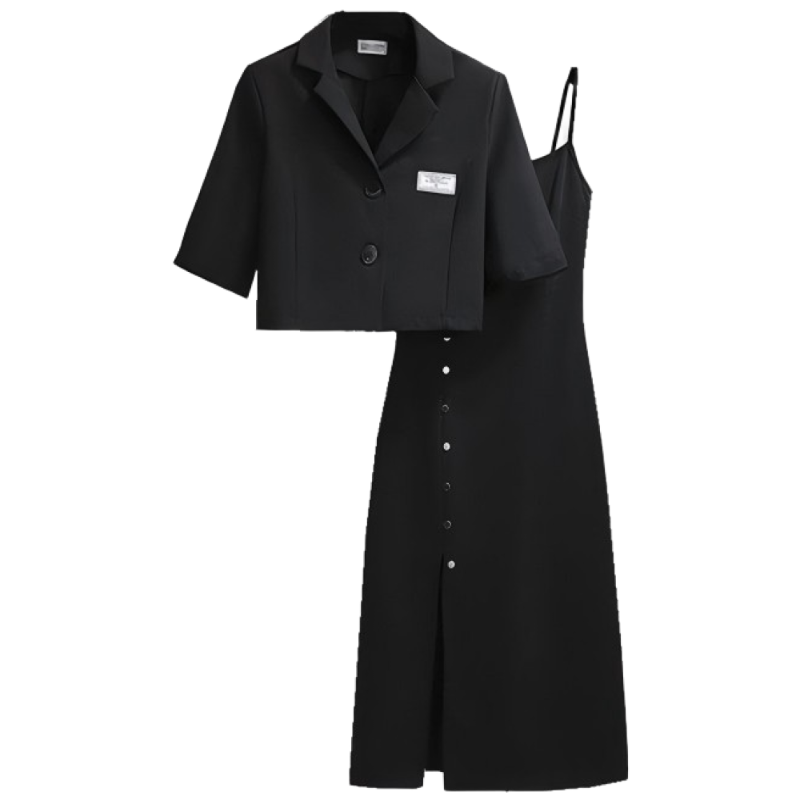 여성 반팔 정장 자켓 끈 나시 투피스 세트 캐주얼 하객 원피스 치마 슬림핏 디자인 세련된 룩 28,800원