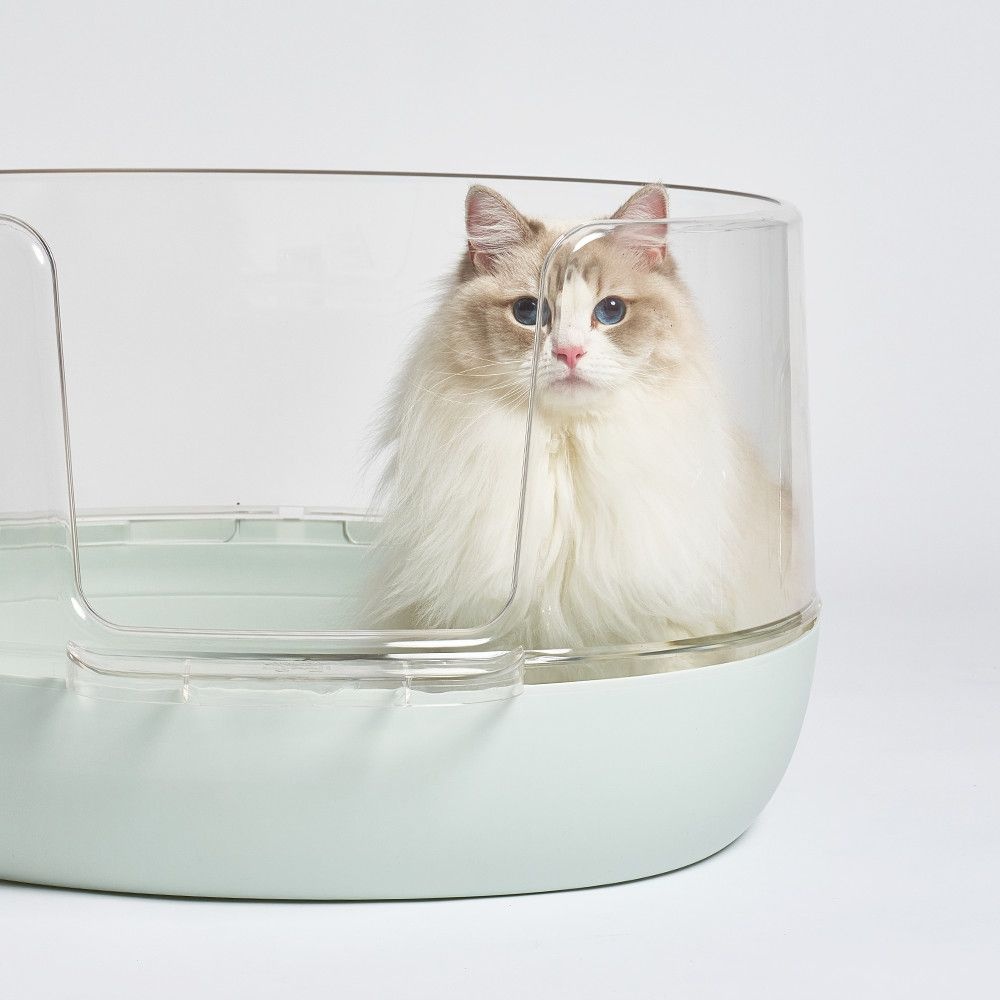 [L포인트]냥쌤 고양이 투명화장실 오픈형 대형 배변통 변기(그린/화이트/연그레이) 84,300원