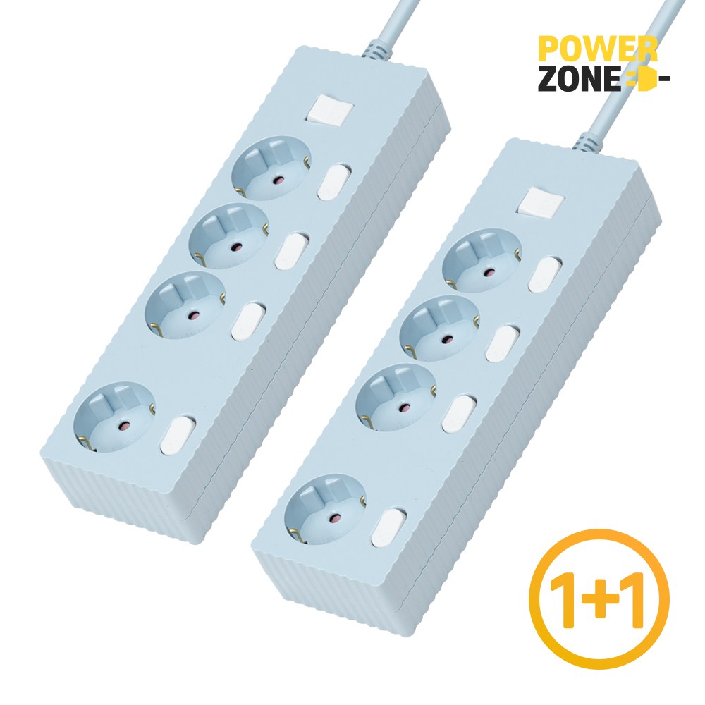 1+1 웨이브 멀티탭 개별 절전 스위치 4구 멀티콘센트 전기코드 50cm 1.5m 3m 5m 7m, 파스텔블루, 7m 82,230원