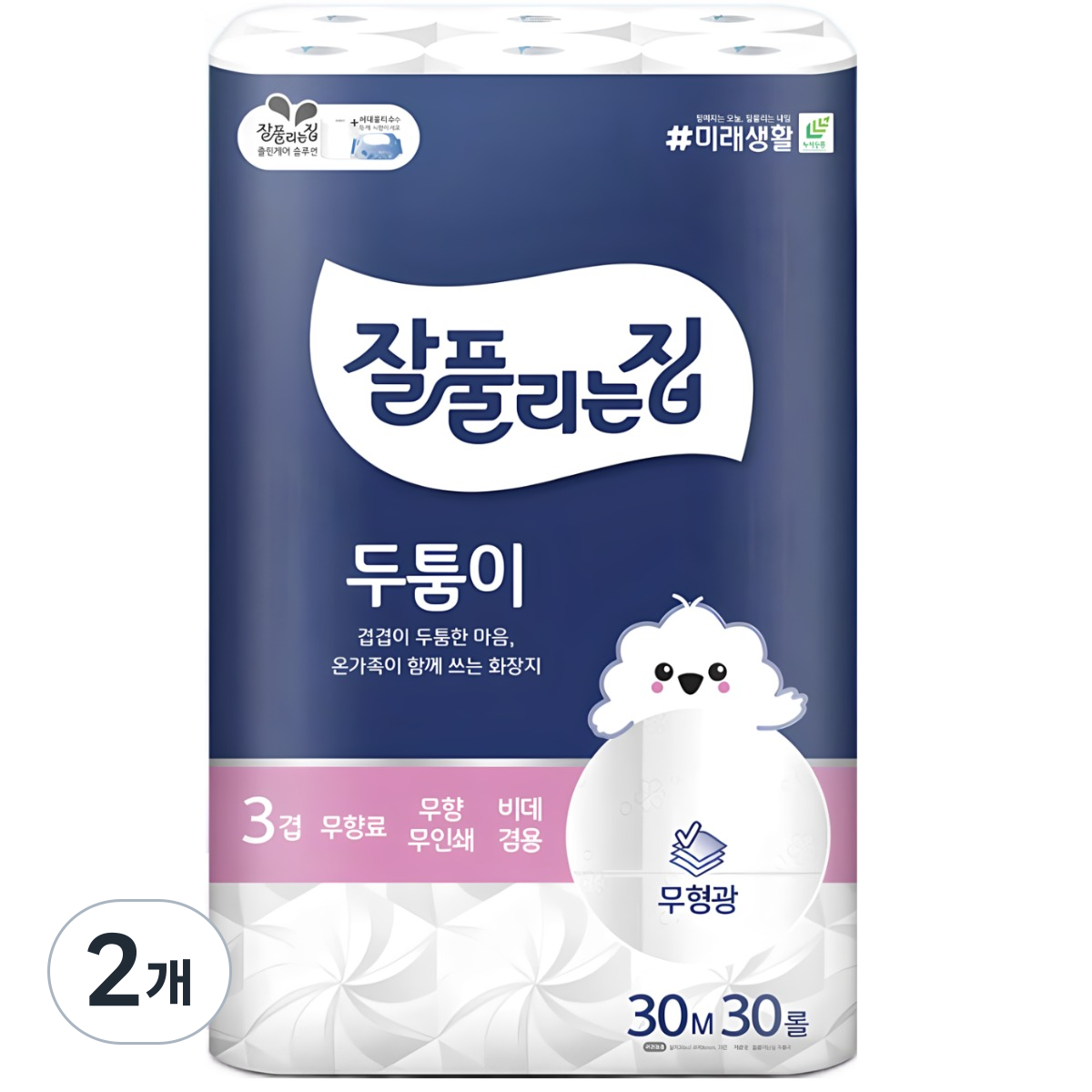 잘풀리는집 두툼이화장지 3겹 30m 비데겸용/신제품, 2개, 30개입, 30m 28,500원