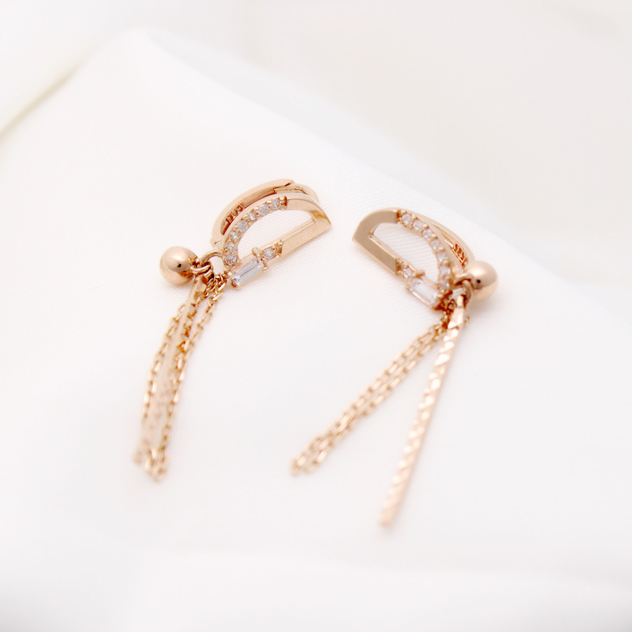 14k 18k 로즈골드  딸랑이 롱귀걸이  원터치 (E362)체리스쥬얼리 466,430원