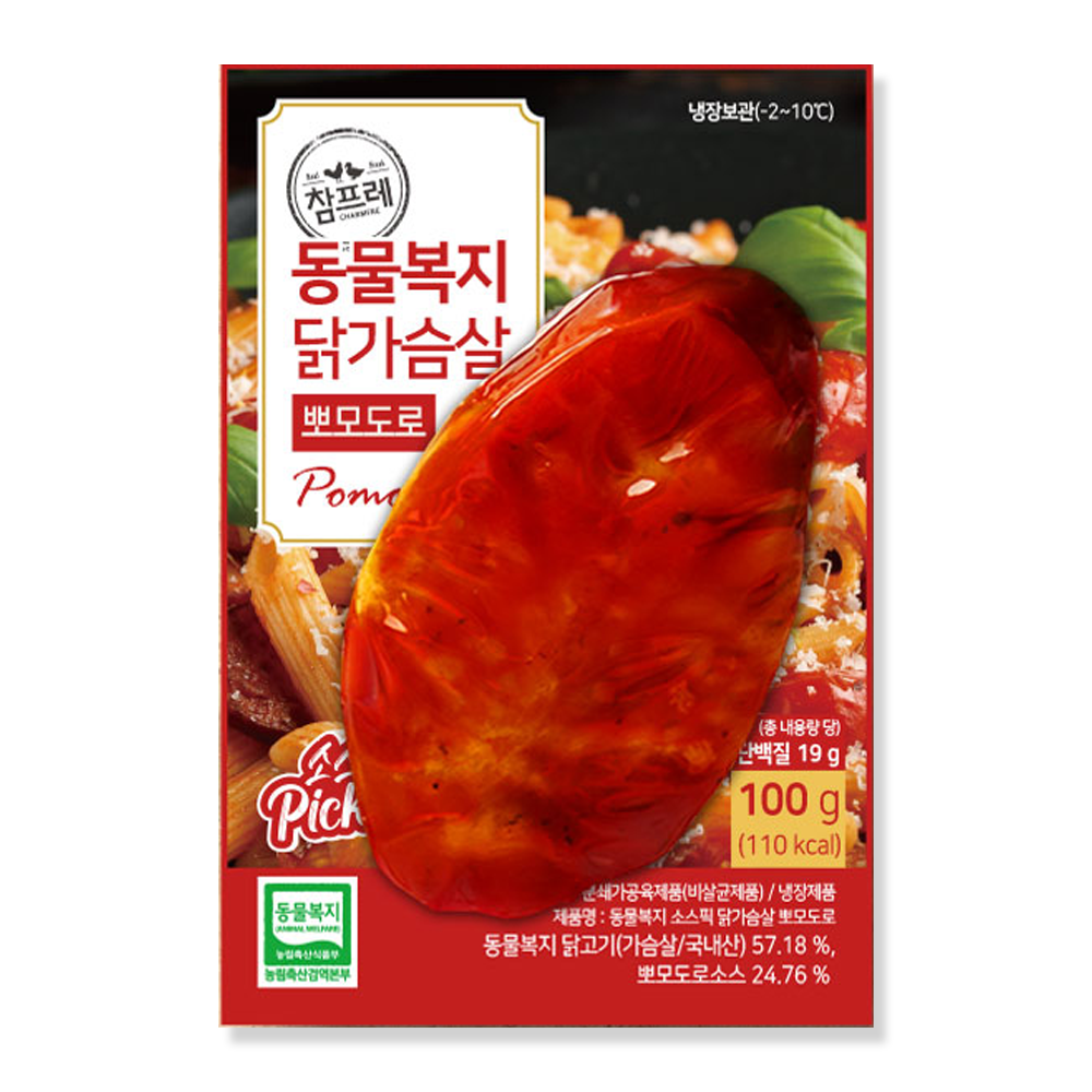 소스픽 닭가슴살 100g 뽀모도로 12팩, 24팩, 30팩 참프레 동물복지, 100g, 12개 31,200원
