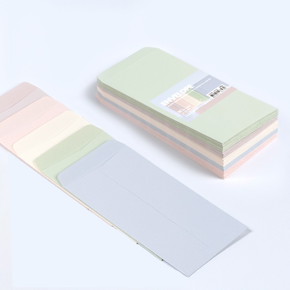 PaperPhant 하이퀄리티지 도톰한(120g) 5컬러 엠보싱 색지(레이드) 세로형 봉투(180*95mm), 80매 15,000원