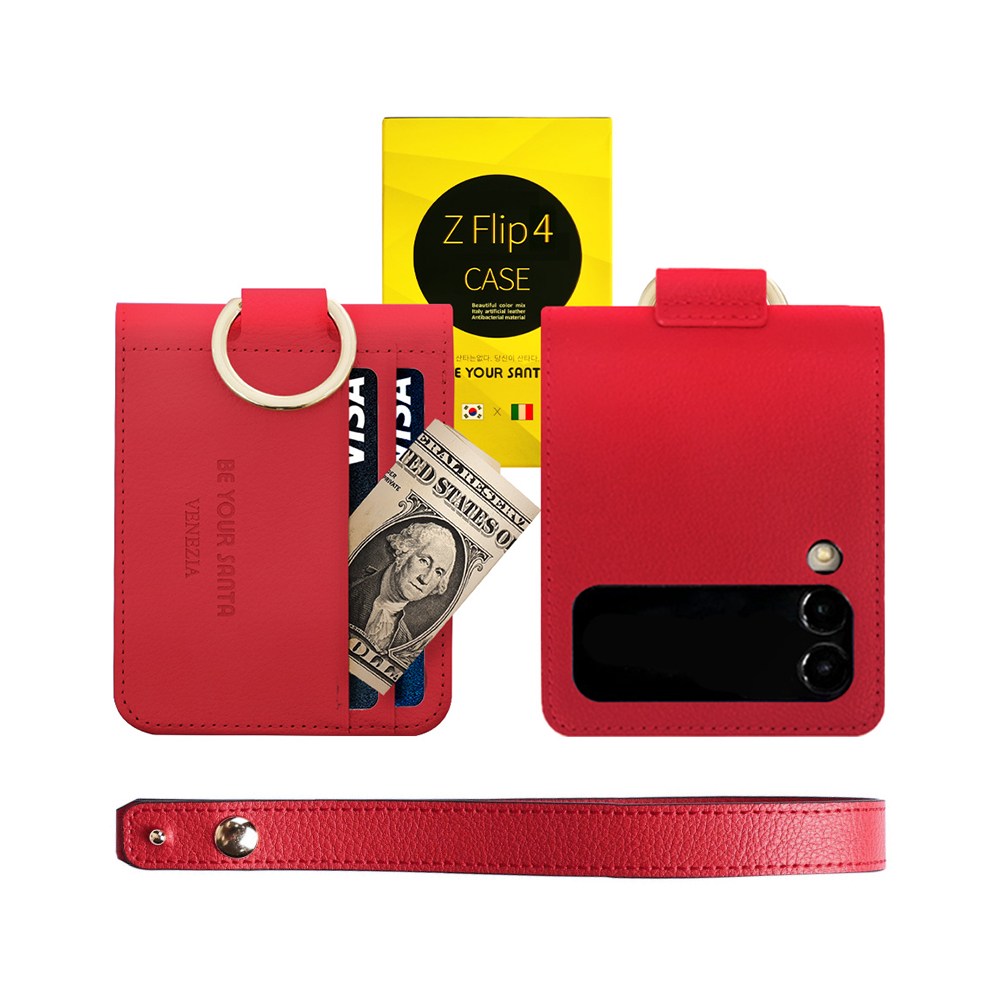 비유어산타 갤럭시Z플립3, 4 케이스 이태리원단 카드 수납 링 핸드스트랩 세트 62,320원