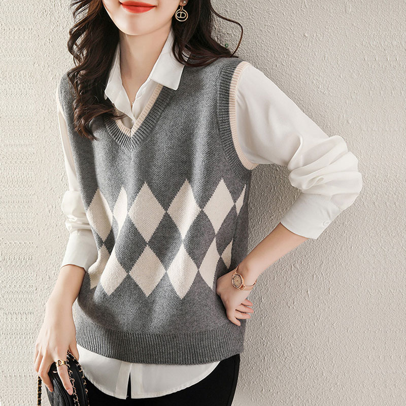 [코코에보니]아가일니트조끼/브이넥니트/KVE-308 10,500원