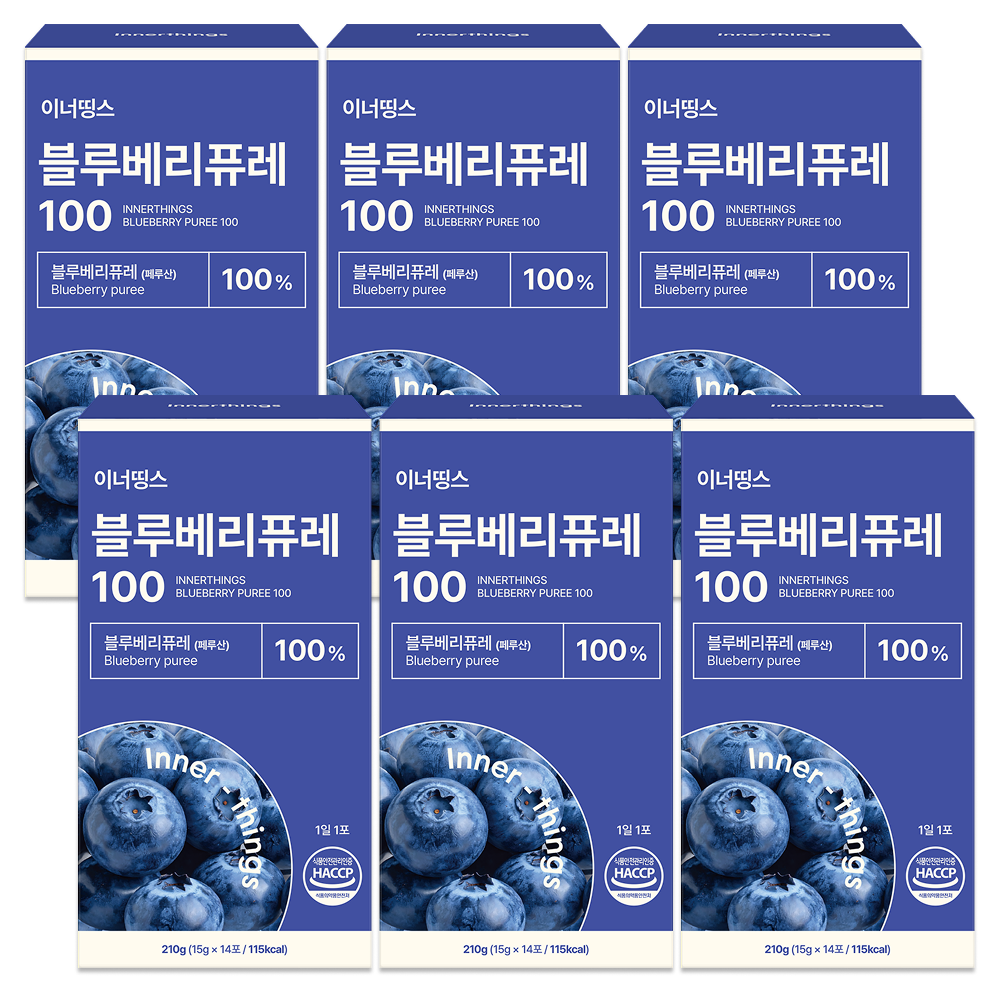 블루베리 퓨레 100% NFC 스틱 HACCP 인증, 6개, 210g 72,900원