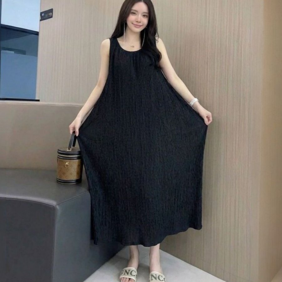 쁘띠엘라 발목기장 플리츠 빅사이즈 롱 원피스 주름 민소매 뷔스티에 나시 19,800원