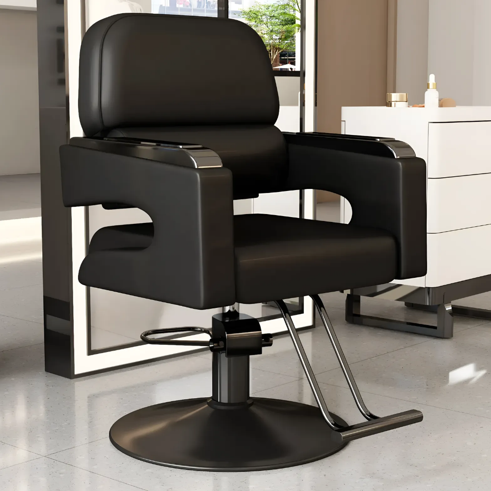 살롱온 미용실 의자 회전 높이조절 체어, 1개, 프리미엄 블랙+블랙 178,000원
