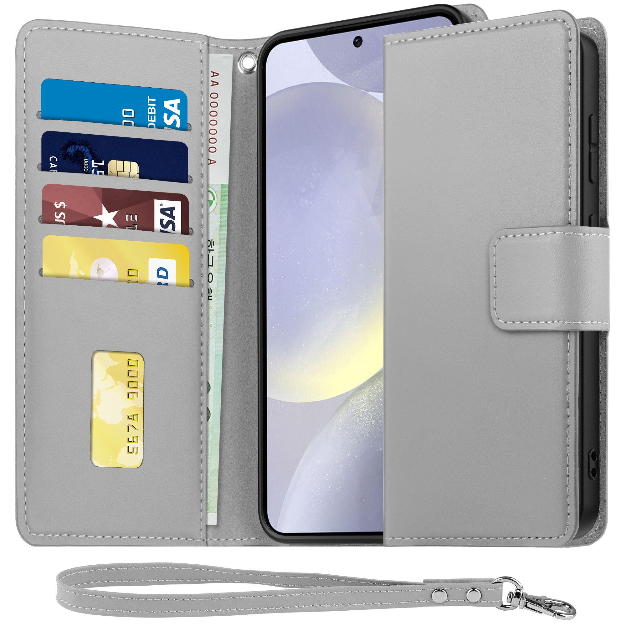 아칸크  갤럭시 S25 (SM-S931N) 다이어리 가죽 지갑 휴대폰 케이스+핸드 스트랩 세트 15,370원