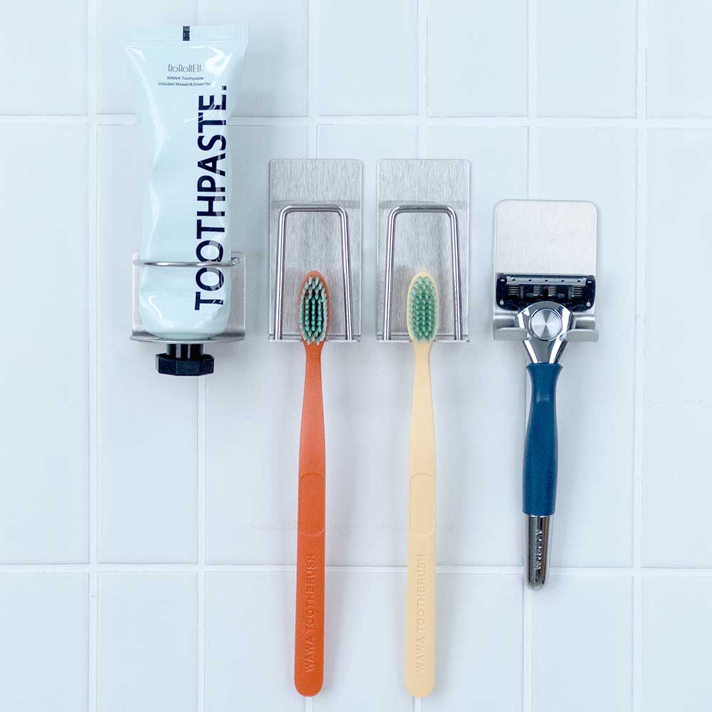 올스텐 초강력 무타공 칫솔걸이 세트, 1세트, 실버 7,900원