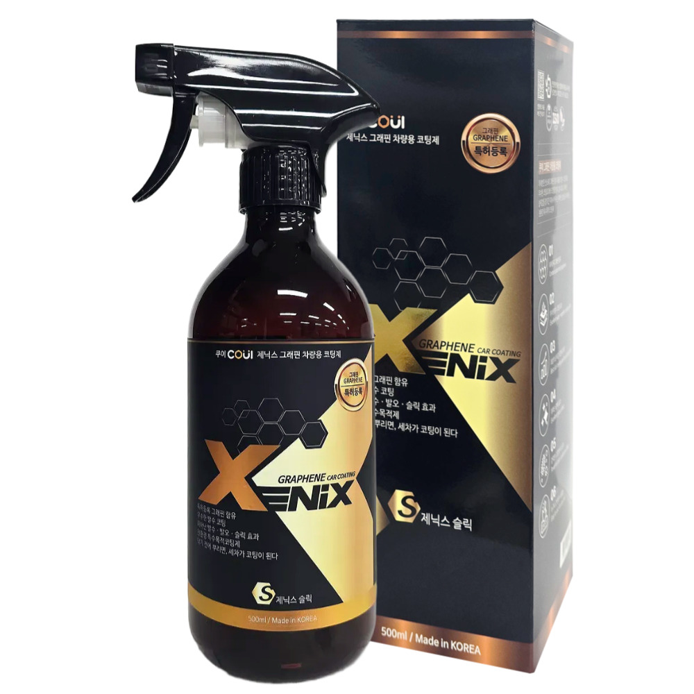 쿠이 제닉스 슬릭 그래핀 차량용 유리 코팅제 발수 친환경 물왁스 광택제 극세사 세차타올 포함, 1개, 500ml 21,500원