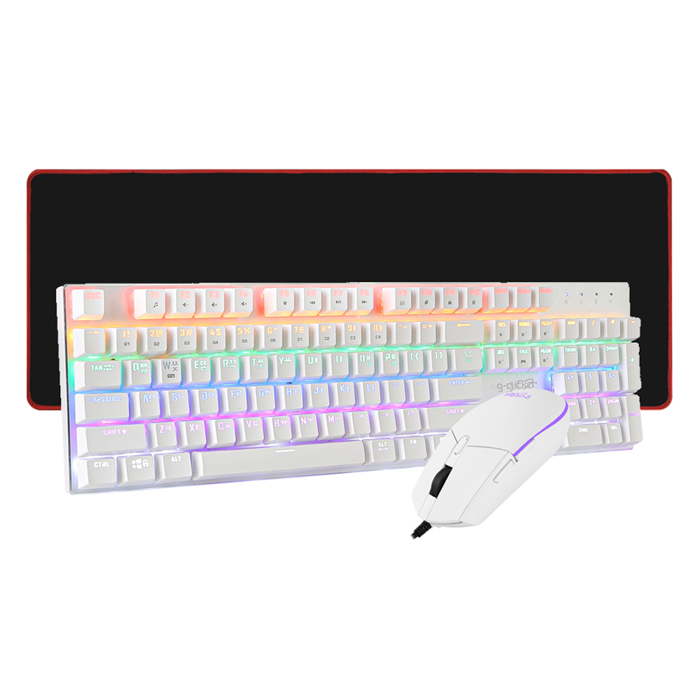 지클릭커 스페셜 키보드 갈축 + 마우스 + 장패드 세트, WHITE(키보드, 마우스), BLACK(패드), GMK-510X, 일반형 36,900원