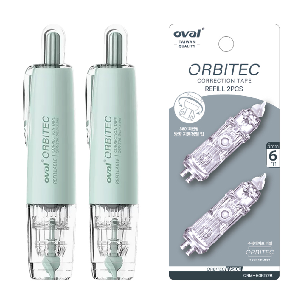 오발 360도 회전형 수정테이프, 본품2개+리필2p 8,250원