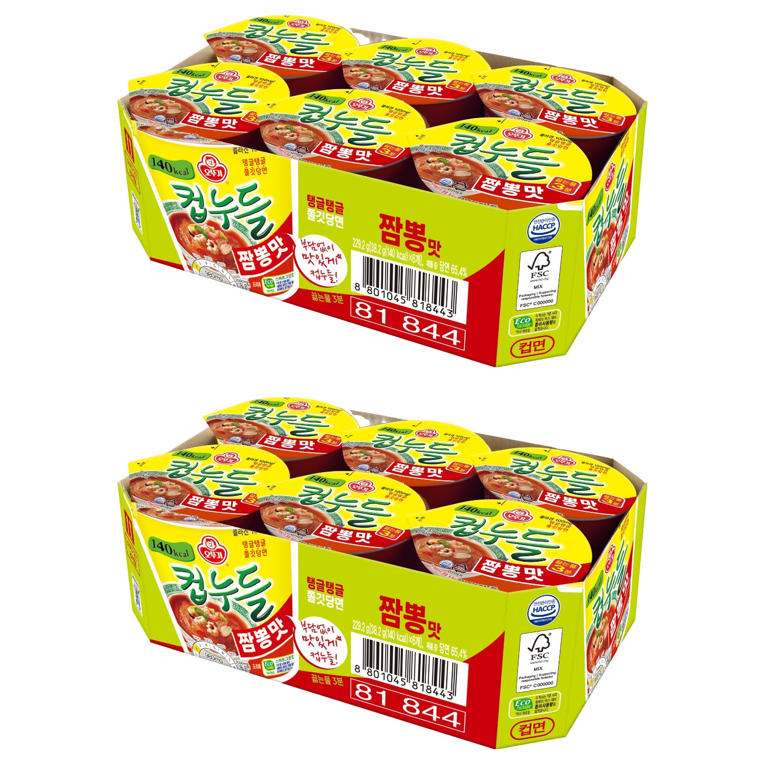 오뚜기 컵누들 짬뽕맛 38.2g, 12개 12,960원