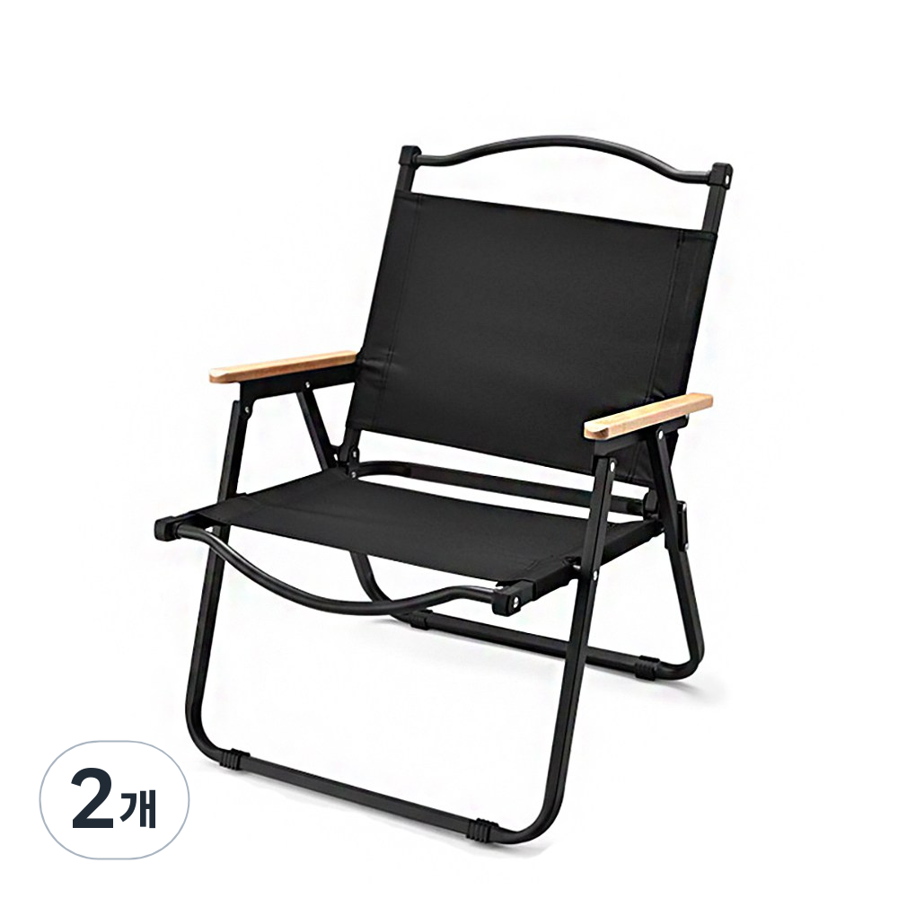 블랙메탈 프레임 휴대용 감성 캠핑의자, 블랙 대형, 2개 35,600원