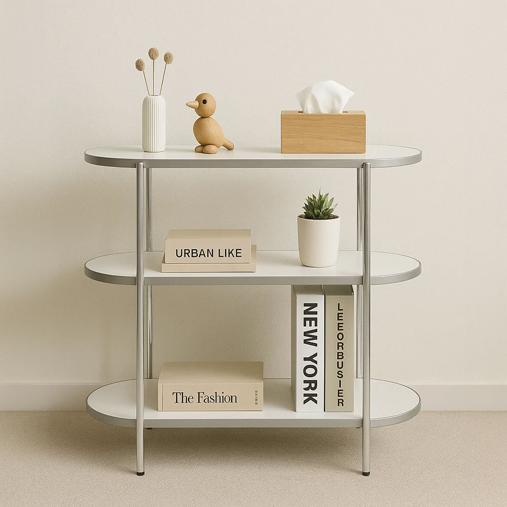 나인홈 프롬 모던 선반 라운드 크롬 수납 진열대 미니 협탁 사이드테이블 3단 59,900원