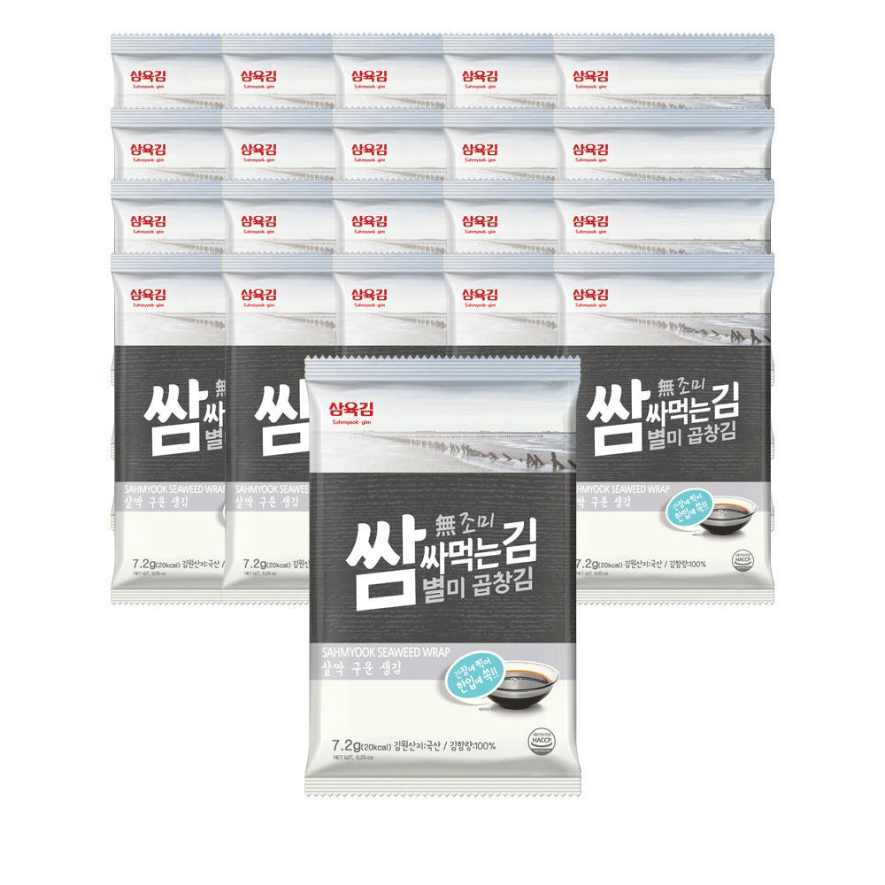 삼육김 쌈싸먹는김 별미 곱창김 (7.2g(4절10매)*20봉) 1박스 식당식자재 도매가, 20개, 7.2g 42,400원