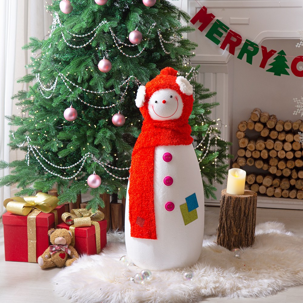 [데코봉봉] 겨울 포토존 빨간 모자 눈사람 (80cm) 크리스마스장식 겨울디스플레이 눈사람인형 대형눈사람, 겨울 포토존 빨간 모자 눈사람 (80cm) 89,000원