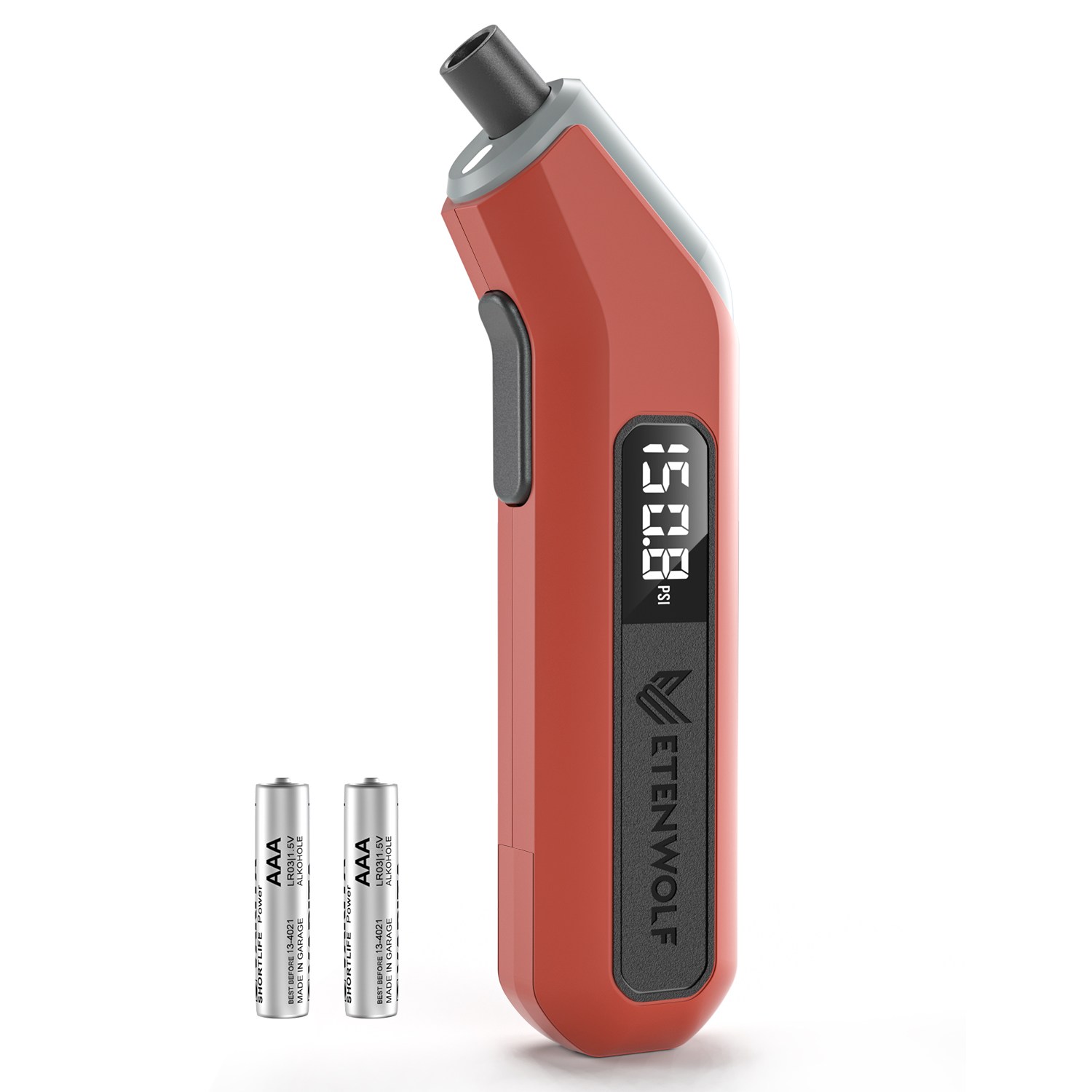 ETENWOLF 디지털 타이어 압력 게이지 3-200 PSI, 산업용 타이어 게이지, ANSI B40.7 등급 2A로 보정, 교체 가능한 AAA 배터리, 오렌지색, 1개 17,500원