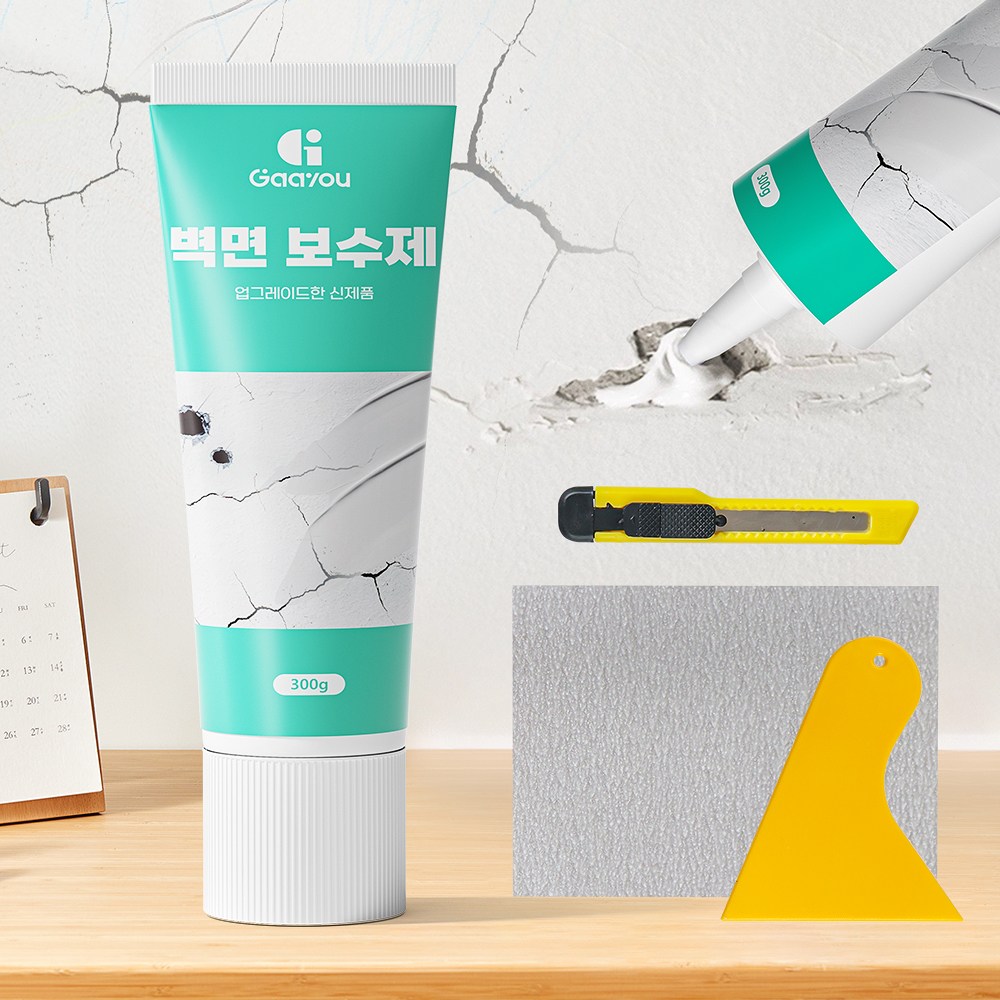 Gaayou 균열보수제 외벽 벽돌 벽면 보수제 안전 틈새메꿈씰 벽보수용 크랙보수제 벽보수용 퍼티 빠데 300g + 헤라 세트 | 벽면 구멍 메꾸미 실내용 간편 보수, 1개 9,900원