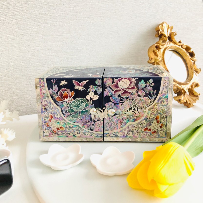 핫세 보라 자개보석함 쌍합 자개함 서랍 돌반지보관함 나전칠기 보석함, 1개 109,000원