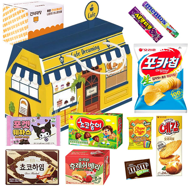 화이트 데이 나만의카페 10종 과자선물세트 포카칩 초코송이 쵸코하임 후레쉬베리 포켓하우스 새콤달콤 왕꿈틀이 엠앤엠즈 멘토스, 1세트, 과자10종 12,900원